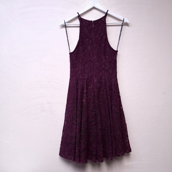 Lulus Dress Lace Purple Size Small Purple Halter Top Mini Summer Spring - Picture 5 of 8
